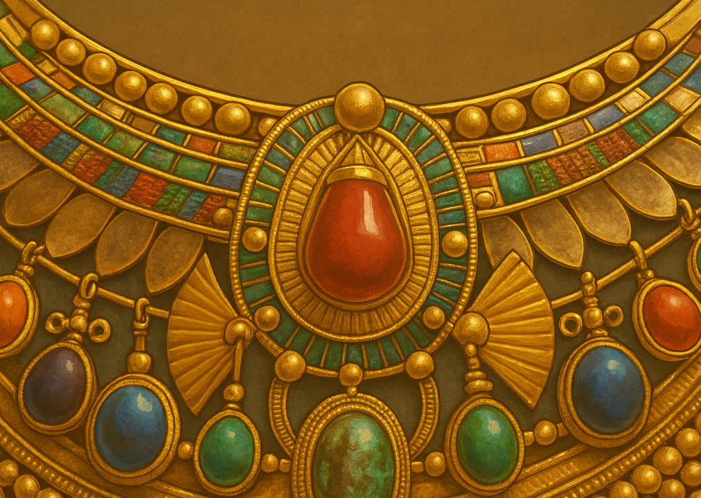 collar egipcio de oro con perlas