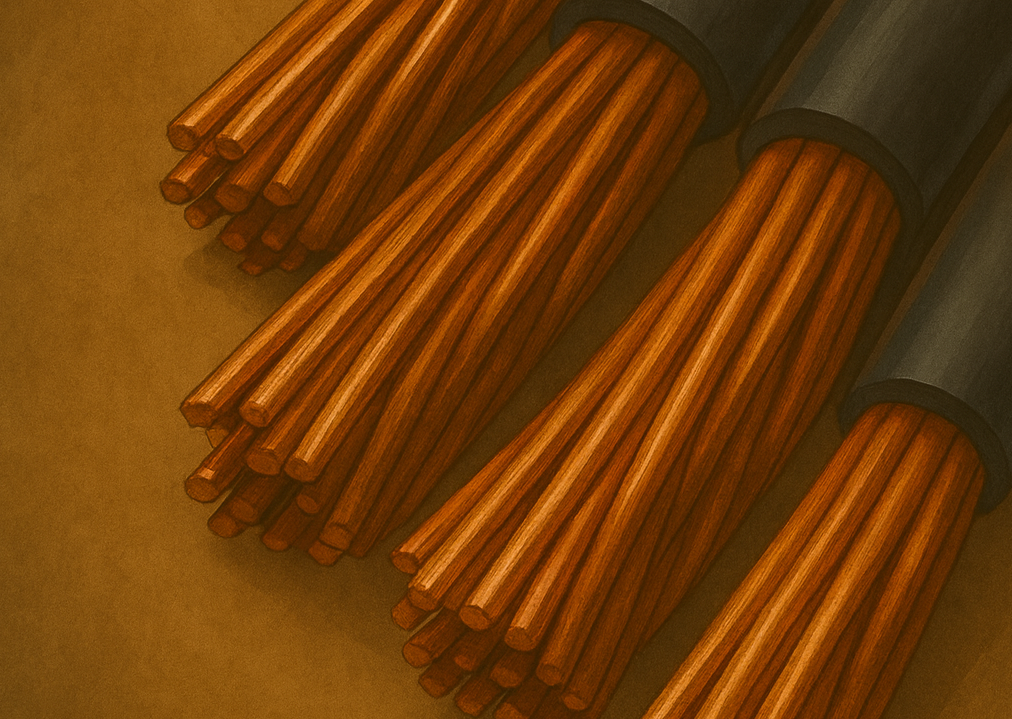 cuatro cables de cobre