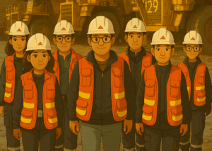 Trabajadores mineros caminando